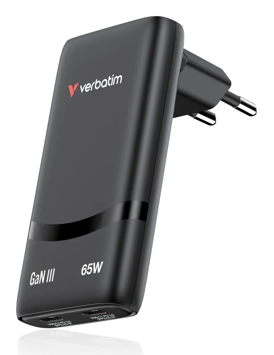 VERBATIM GaN Nabíječka Fold 'n' Go 65W, 2xUSB-C, černá