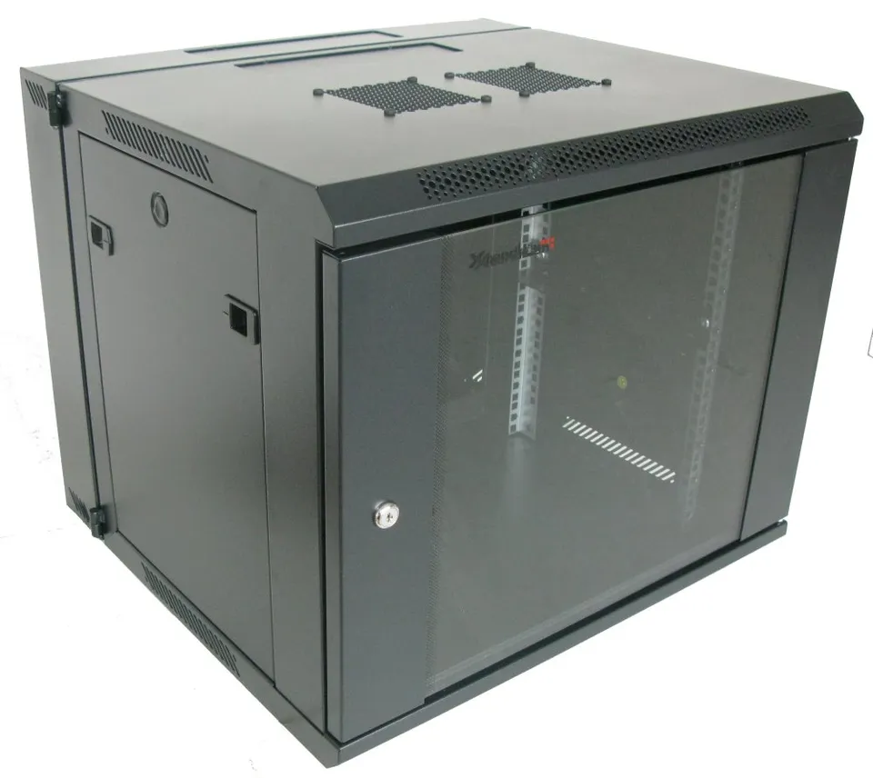 XtendLan 9U/600x550, na zeď, dvoudílný, skleněné dveře (WD-9U-65-BLACK-P)