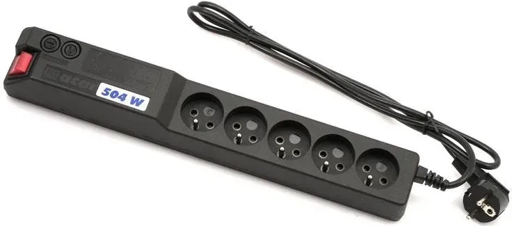 19" napáj.pan.Acar 504WF 5x220V-3m black+přep.ochr