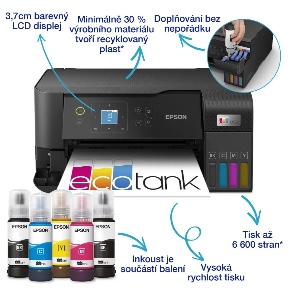 EPSON EcoTank L3560- A4/33-20ppm/4ink/Wi-Fi/CISS/