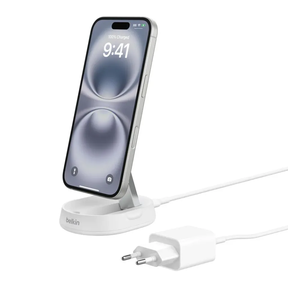 Belkin BOOST CHARGE PRO Qi2 15W Magnetický nabíjecí stojan, konvertibilní, bílá