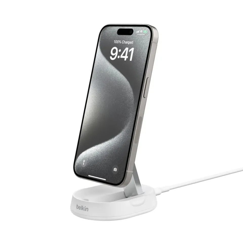 Belkin BOOST CHARGE PRO Qi2 15W Magnetický nabíjecí stojan, konvertibilní, bílá