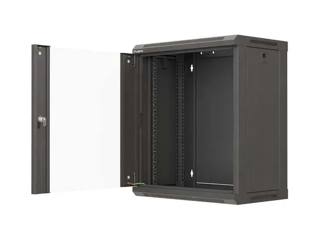 LANBERG 19" RACKOVÁ SKŘÍŇ PRO MONTÁŽ NA STĚNU 12U/540X350 (PLOCHÉ BALENÍ) S PROSKLENÝMI DVEŘMI ČERNÁ