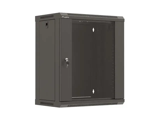 LANBERG 19" RACKOVÁ SKŘÍŇ PRO MONTÁŽ NA STĚNU 12U/540X350 (PLOCHÉ BALENÍ) S PROSKLENÝMI DVEŘMI ČERNÁ