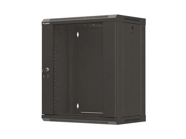 LANBERG 19" RACKOVÁ SKŘÍŇ PRO MONTÁŽ NA STĚNU 12U/540X350 (PLOCHÉ BALENÍ) S PROSKLENÝMI DVEŘMI ČERNÁ