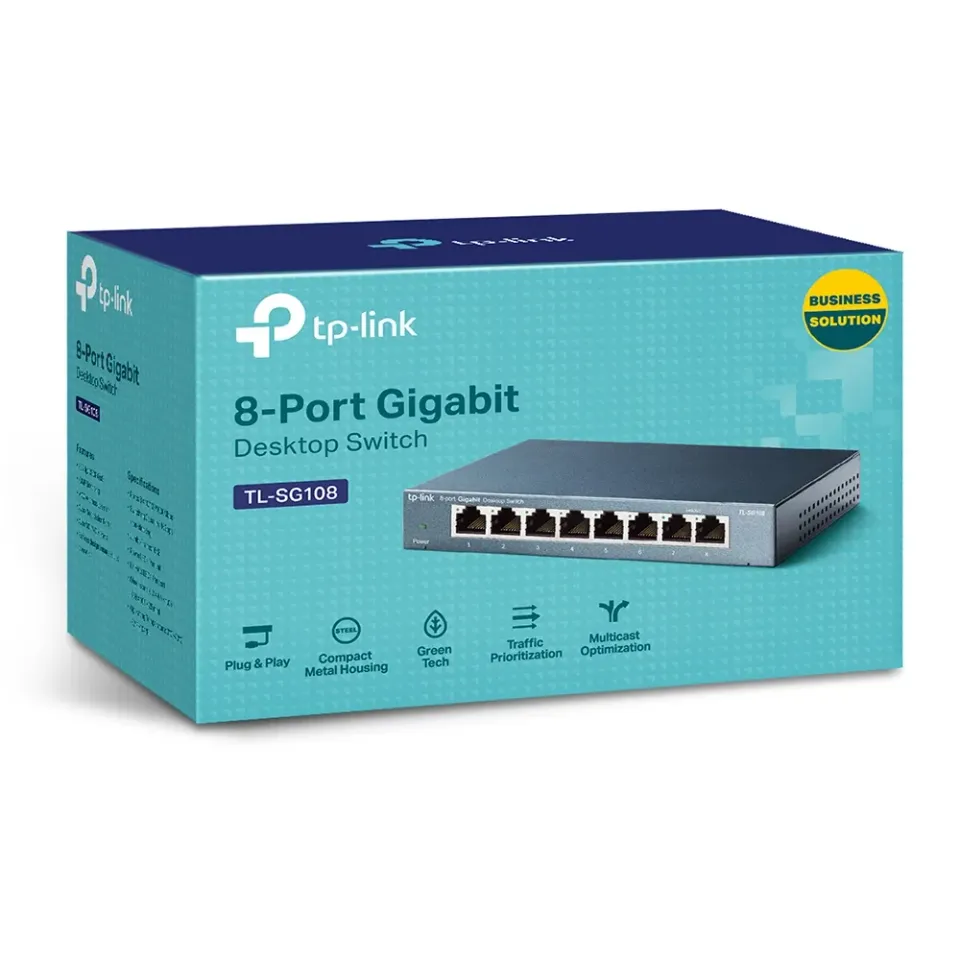 TP-LINK TL-SG108 GBit switch, 8x 10/100/1000Mbps 8port, steel case