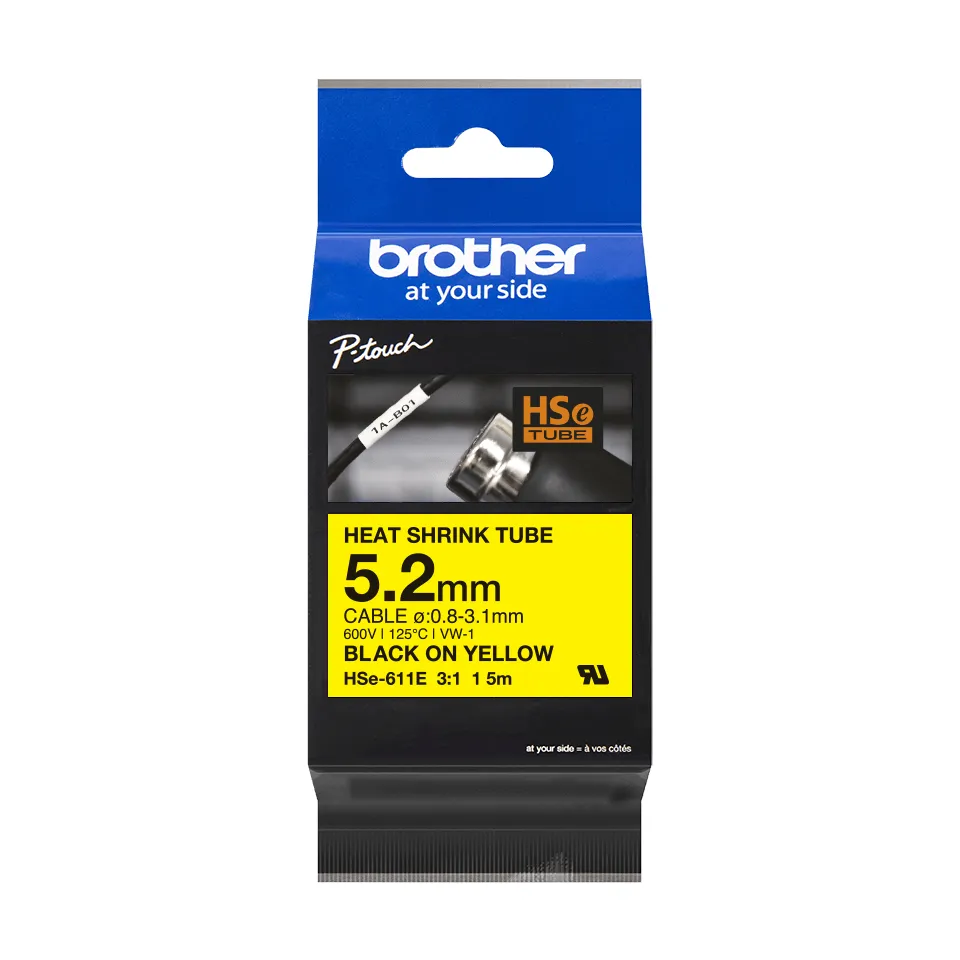 Brother - HSE-211E, bužírka bílá / černá (5,2 mm)