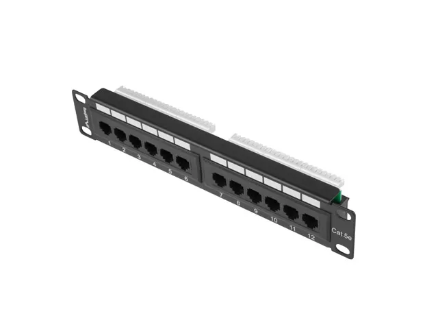 PATCH PANEL 12PORT 1U 10" CAT.5E UTP ČERNÝ LANBERG