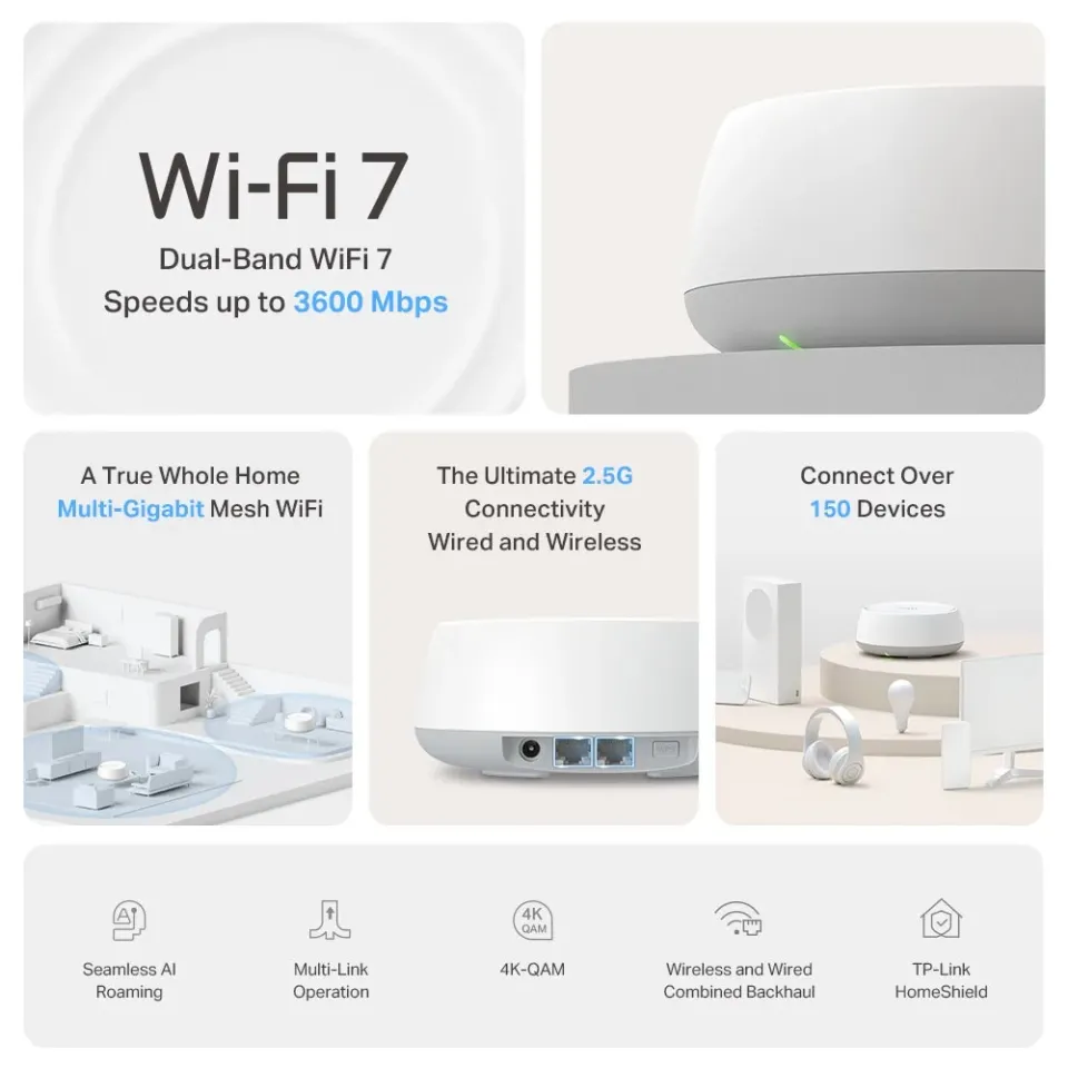 TP-Link Deco BE25(2-pack) - BE3600 Systém Mesh WiFi 7 pro celou domácnost, HomeS