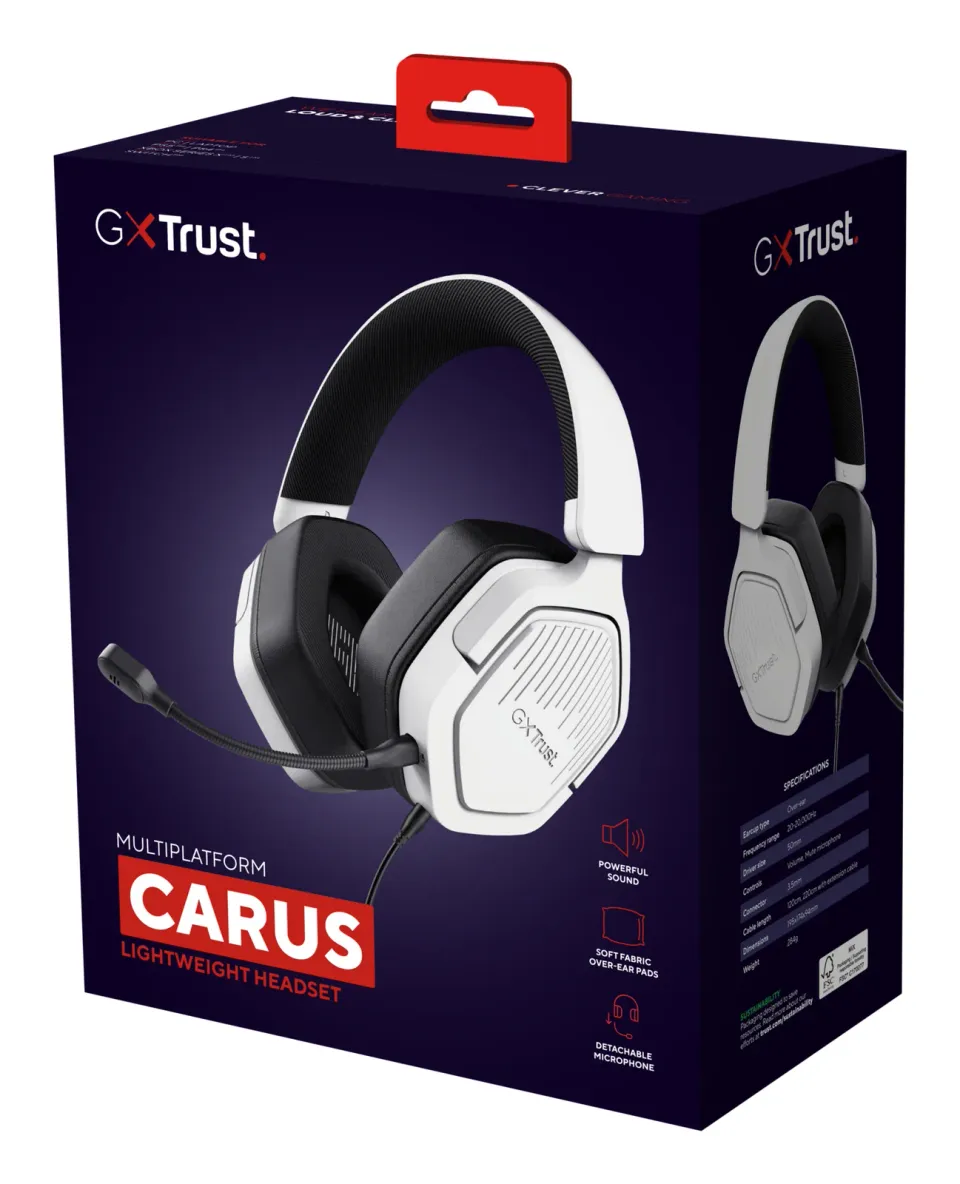 TRUST Herní sluchátka GXT 492W Carus, bílá