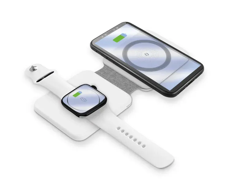 Bezdrátová nabíječka ALIGATOR Mag-Book 2v1, určeno pro MagSafe a nabíjení Apple Watch, 15W, bílá