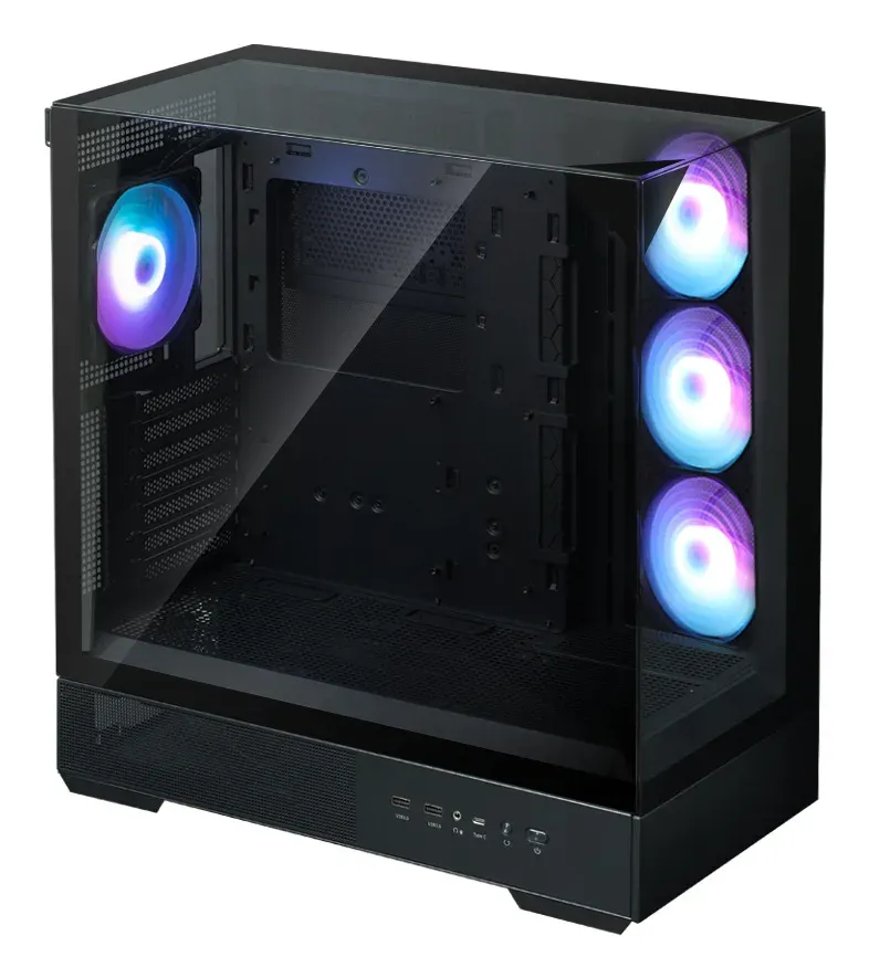 Zalman skříň P40 Prism Plus / midT / 4x120mm ARGB fan / 2xUSB 3.0 / USB-C / panoramatická / černá