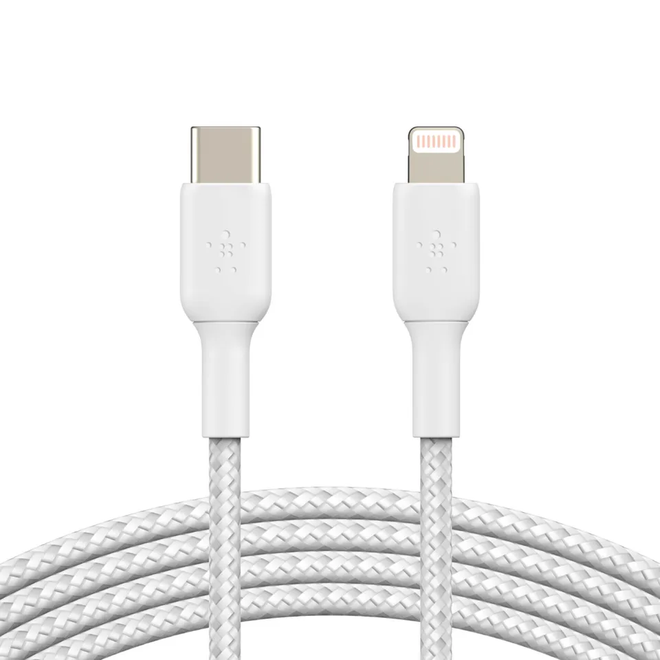 Belkin BOOST CHARGE Lightning/USB-C kabel, 2m, bílý - odolný