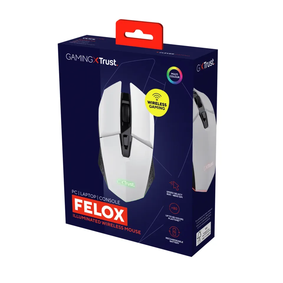 TRUST GXT110W FELOX WIRELESS MOUSE WHITE