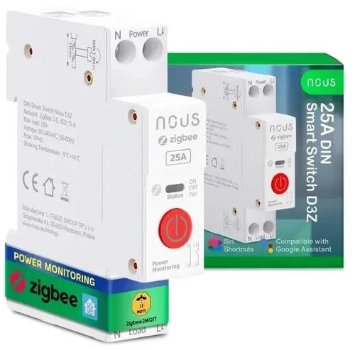 NOUS D3Z DIN smart integrovaný spínač, WiFi switch 25A, kompatibilní s ZigBee a Tuya