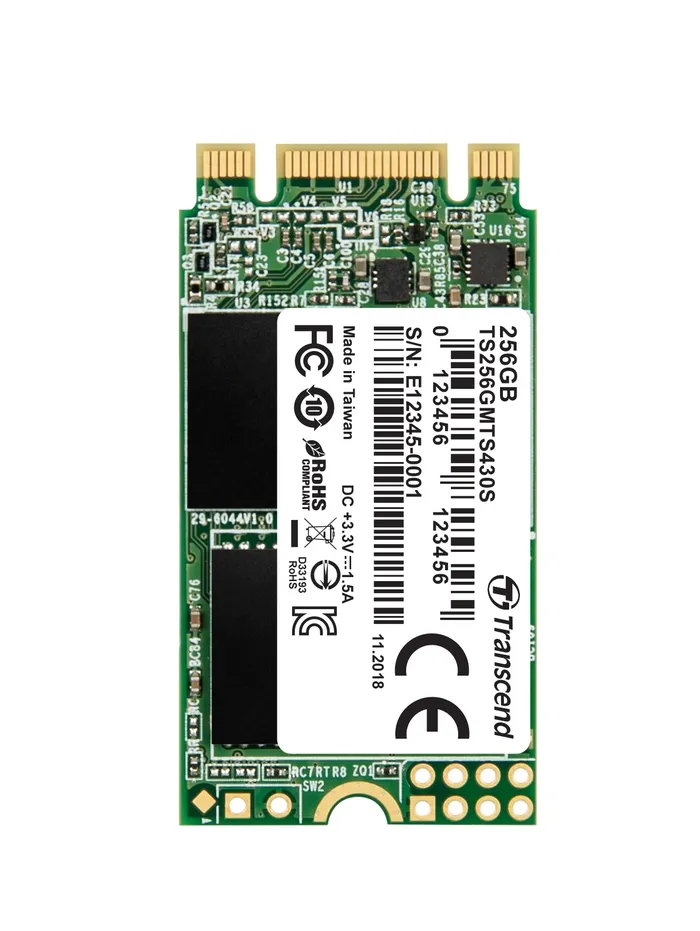 TRANSCEND MTS430S 256GB SSD disk M.2, 2242 SATA III 6Gb/s (3D TLC), 530MB/s R, 4