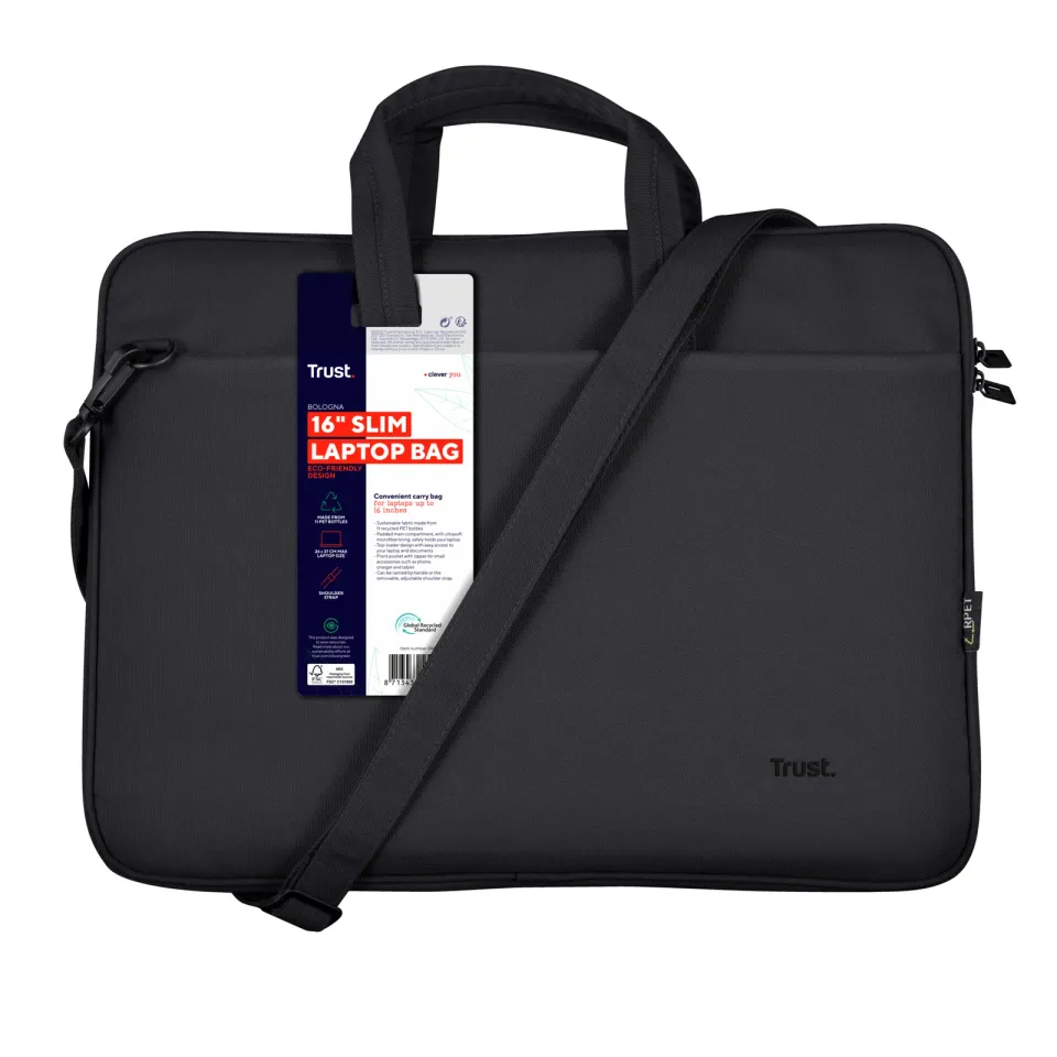 TRUST Pouzdro na notebook 16" Bologna Slim Laptop Bag Eco, černá