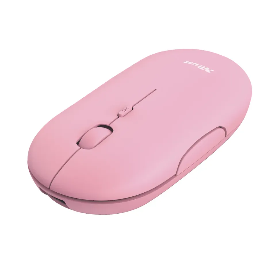 TRUST PUCK/Cestovní/Optická/1 600 DPI/USB+BT/Růžová