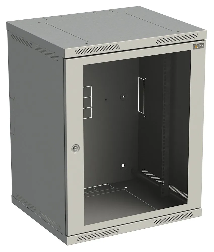 Solarix rozvaděč nástěnný SENSA 15U 500mm, dveře sklo, šedá RAL 7035, SENSA-15U-65-11-G