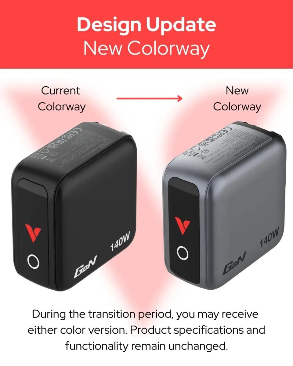 VERBATIM Mini GaN Nabíječka s displejem 140W, 3xUSB-C, 1xUSB-A, šedá