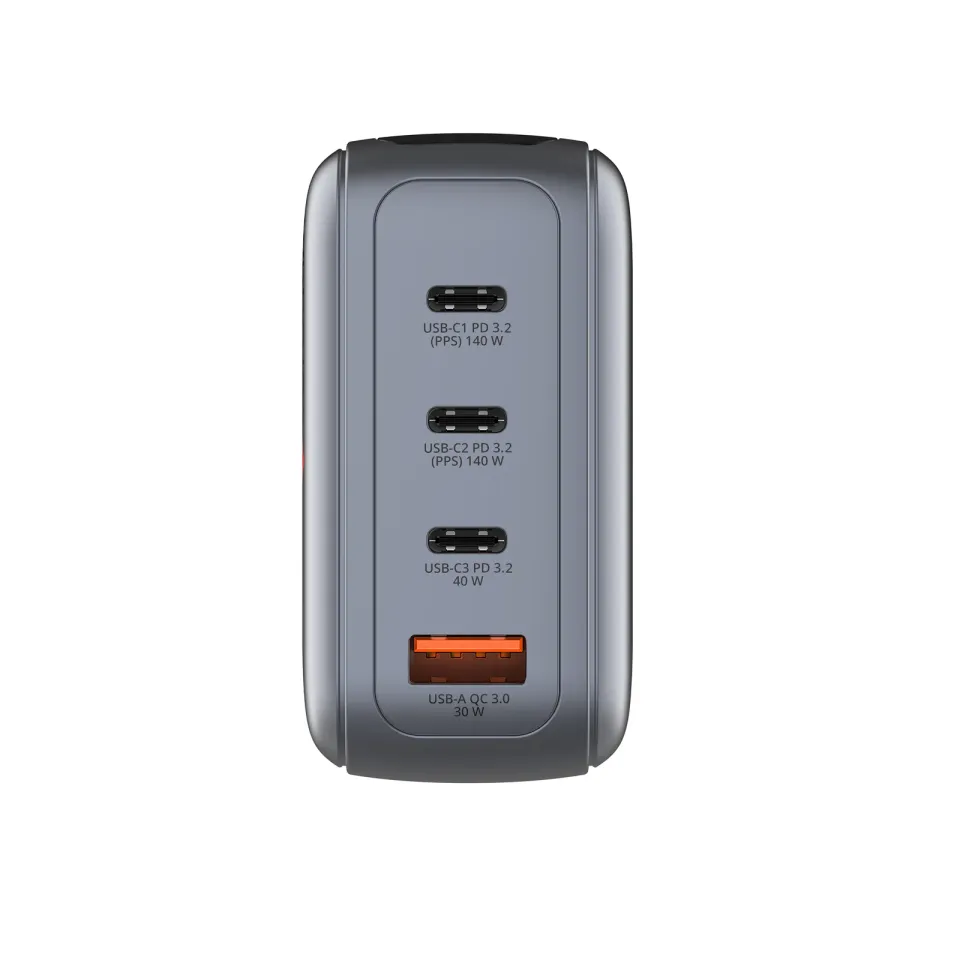 VERBATIM Mini GaN Nabíječka s displejem 140W, 3xUSB-C, 1xUSB-A, šedá