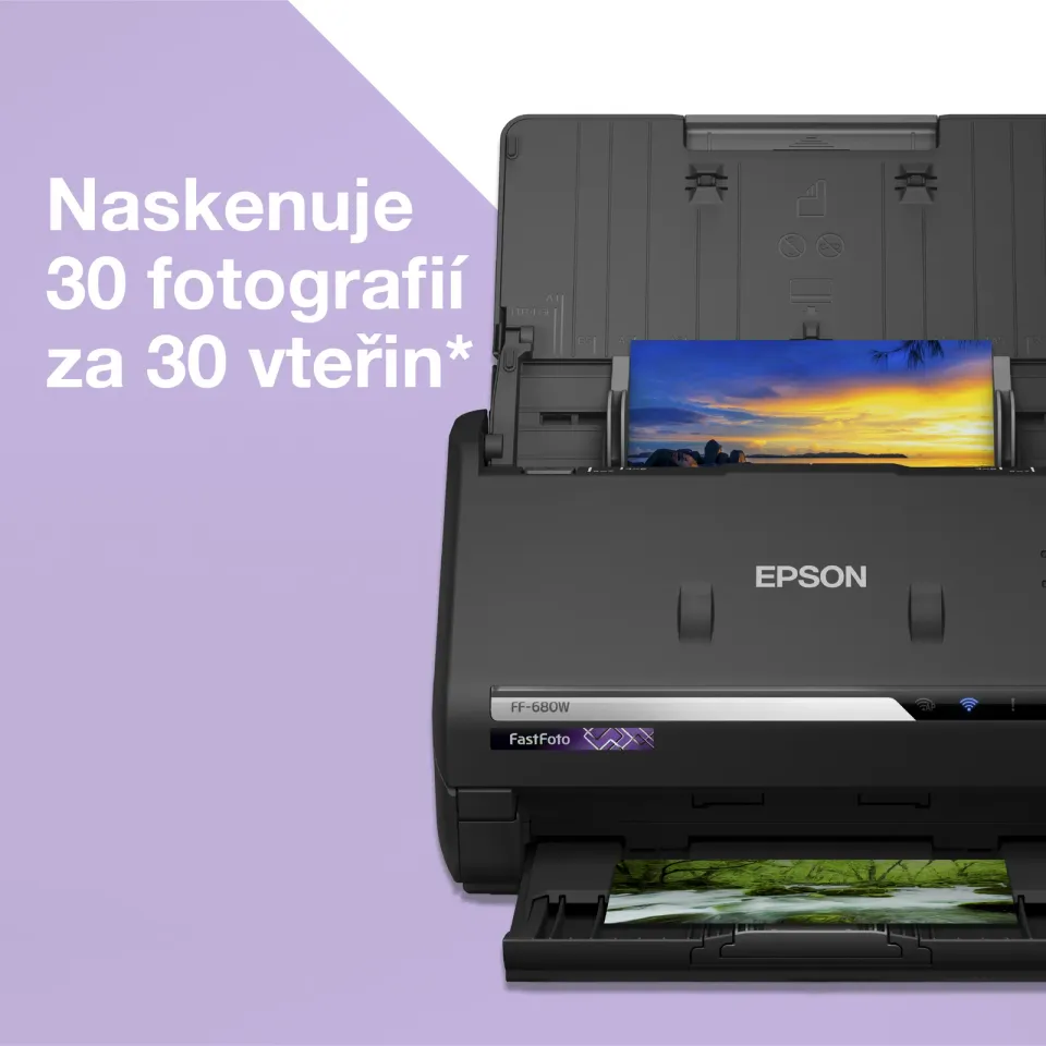 EPSON skener FastFoto FF-680W - A4/600x900dpi/USB/Wi-Fi/LAN/DADF