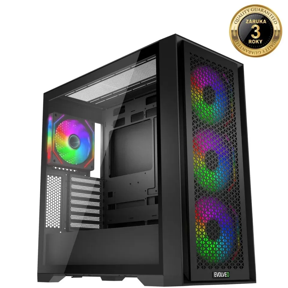 EVOLVEO Rhino, skříň eATX/ATX, 4x ARGB ventilátor 120mm, boční panel temperované