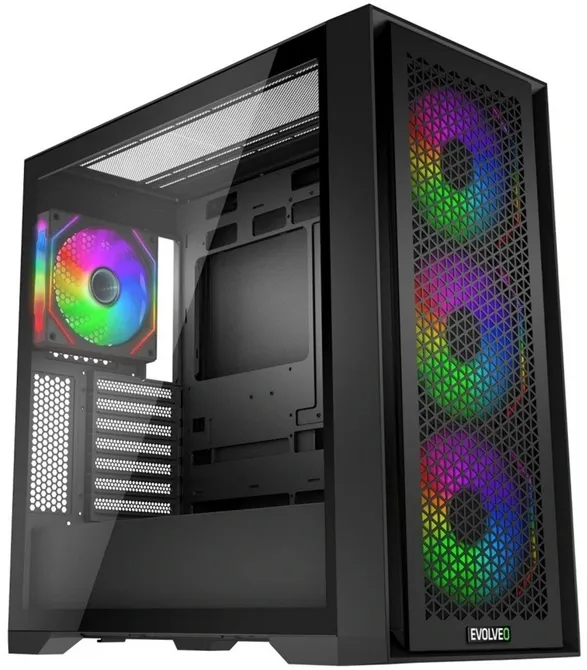 EVOLVEO Rhino, skříň eATX/ATX, 4x ARGB ventilátor 120mm, boční panel temperované