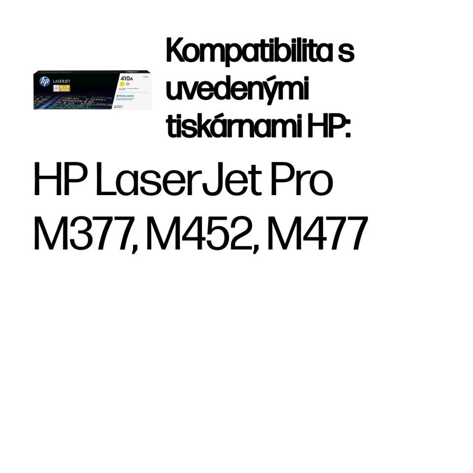 HP CF412A yellow toner č.410A malý cca 2300 str. (HP CLJ M477, M452, M377, žlutá)