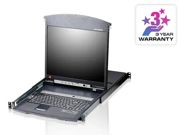 ATEN KL1516AM-AXA-AG 16P CAT-5 HIGH DENSITY DUAL RAIL LCD KVM SW 17INCH W/LED/CA