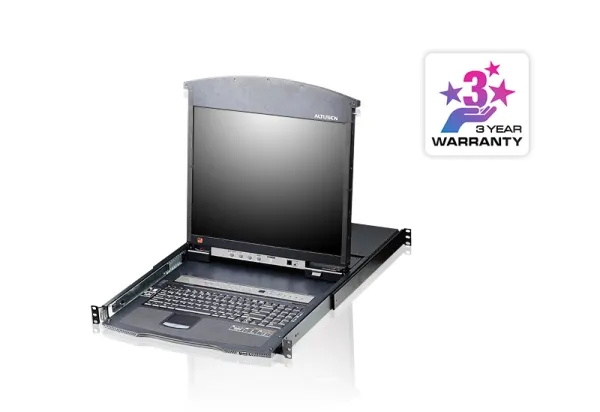 ATEN KL1516AM-AXA-AG 16P CAT-5 HIGH DENSITY DUAL RAIL LCD KVM SW 17INCH W/LED/CA