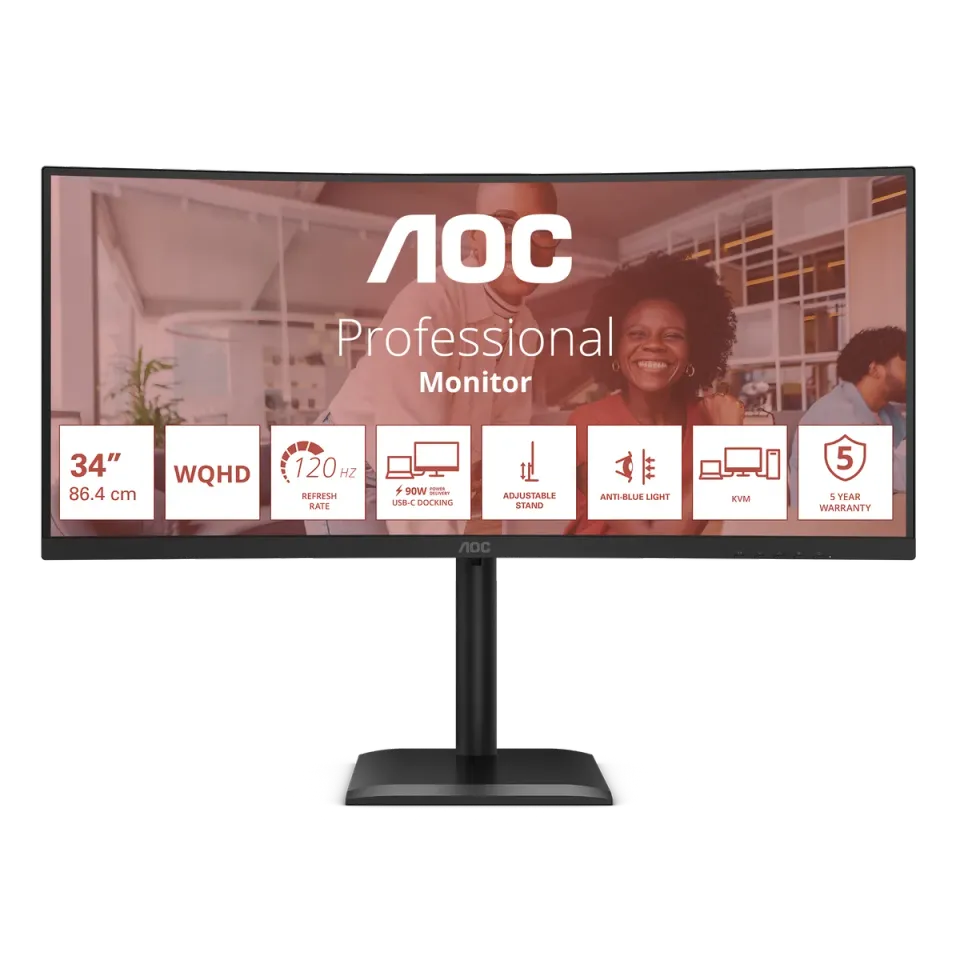 AOC LCD CU34E4CV 34" zakřivený VA/3440x1440@120Hz/4ms/350cd/2xHDMI/DP/4xUSB/2xUS