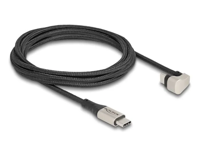 Delock USB 2.0 Kabel USB Type-C ze zástrčky na zástrčku, 180°, pravoúhlá 2 m PD