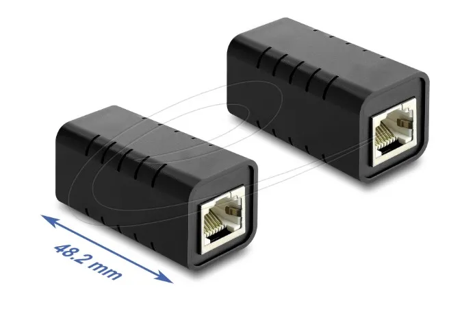 Delock Spojka ze zásuvky RJ45 na zásuvku Cat.6 A, stíněná, černá
