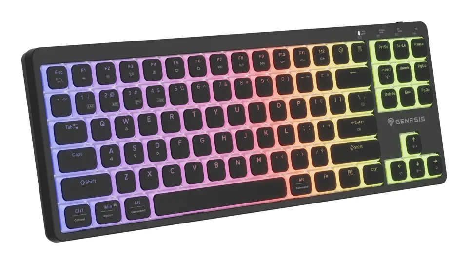 Bezdrátová herní klávesnice Genesis THOR 430 TKL/USB+BT/US/Černá