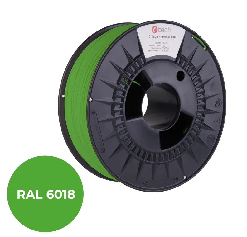 C-TECH tisková struna PREMIUM LINE ( filament ) , PETG, zelenožlutá, RAL6018, 1,
