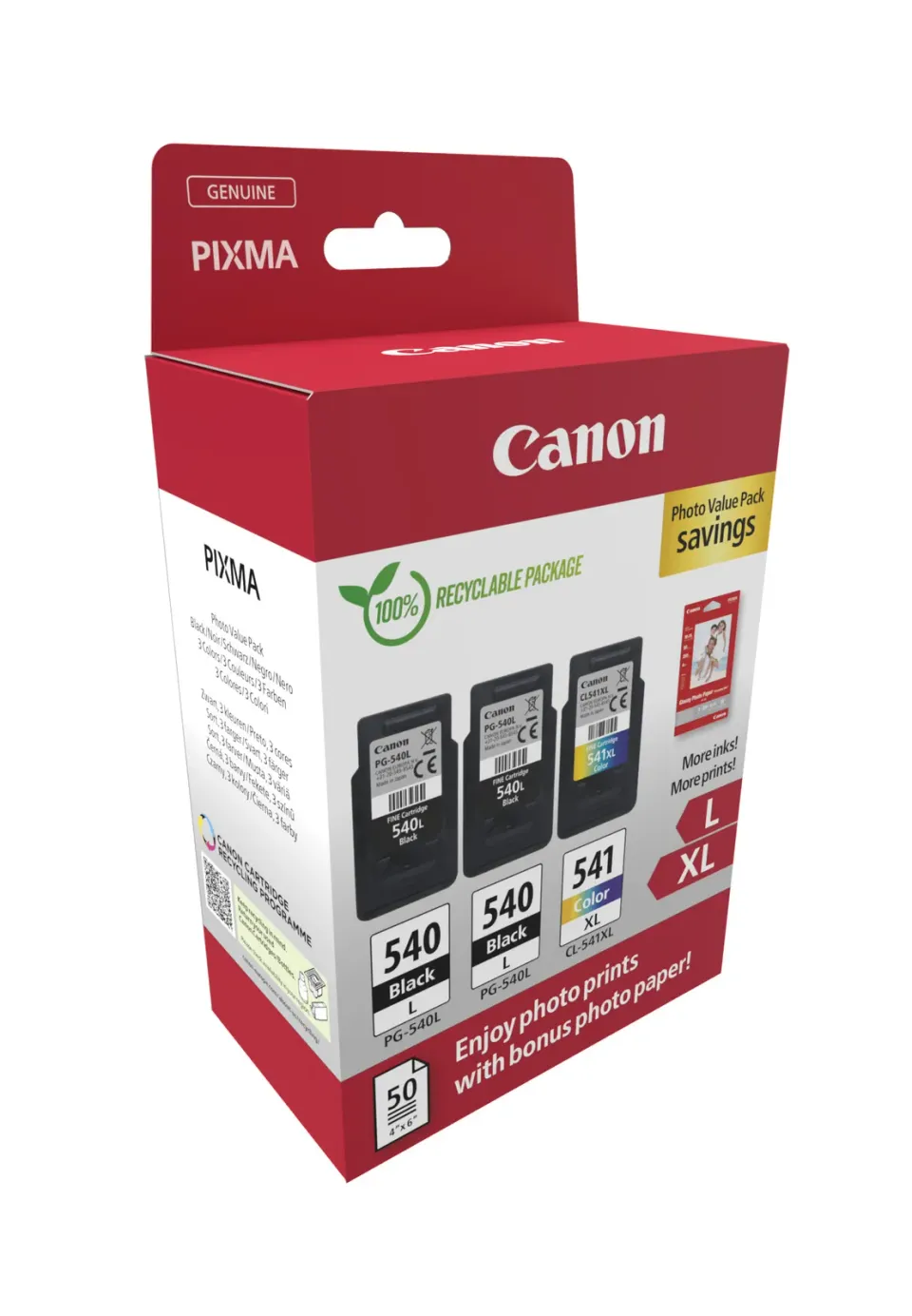 Canon cartridge PG-540Lx2/CL-541XL PVP/ 2x Black + 1 Color /2x21ml + 1x15ml