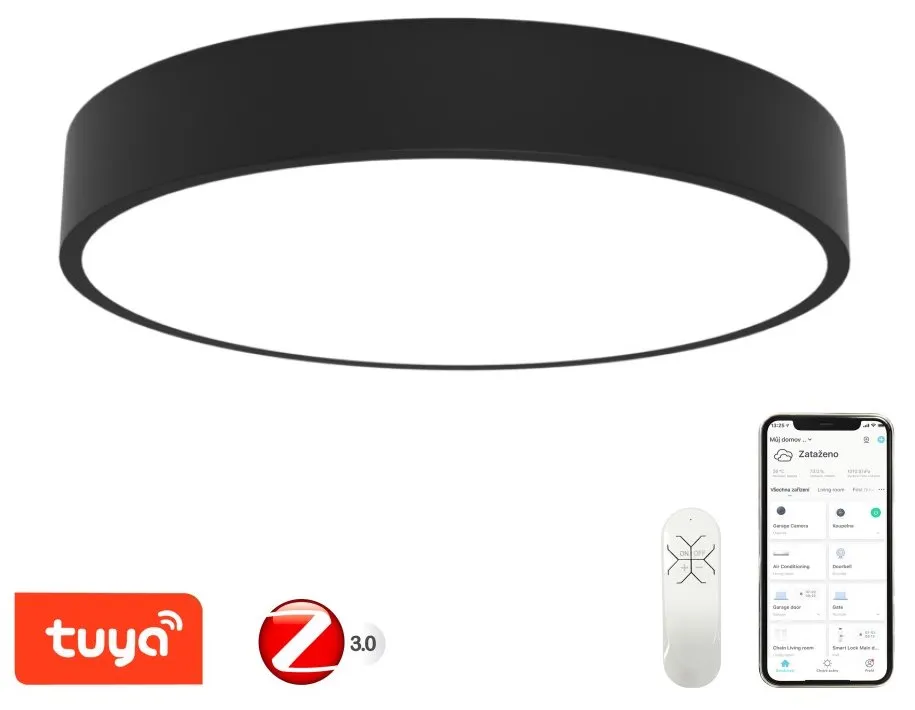 IMMAX NEO RONDATE SLIM SMART stropní svítidlo 80 x 7cm 65W černé Zigbee 3.0, TUYA