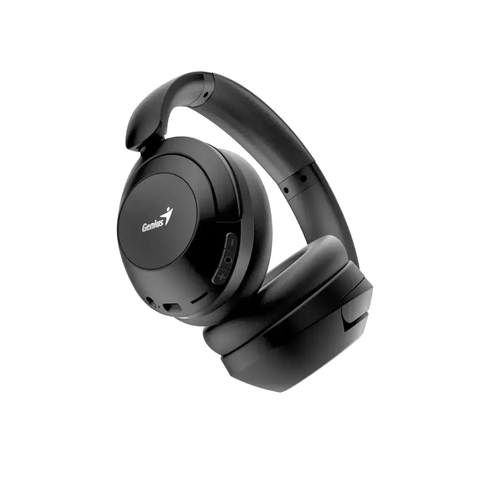 GENIUS sluchátka s mikrofonem HS-810BT bezdrátový, náhlavní, mikrofon, Bluetooth 5.3, ovládání hlasitosti, 3,5mm jack, USB-C nabíjení, černý