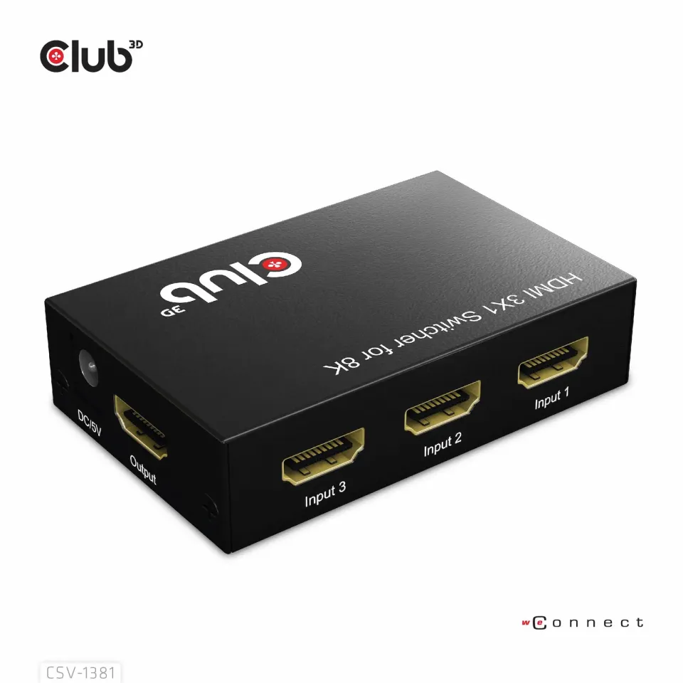 Club3D Switch 1:3 HDMI 8K60Hz/4K120Hz, 3 porty