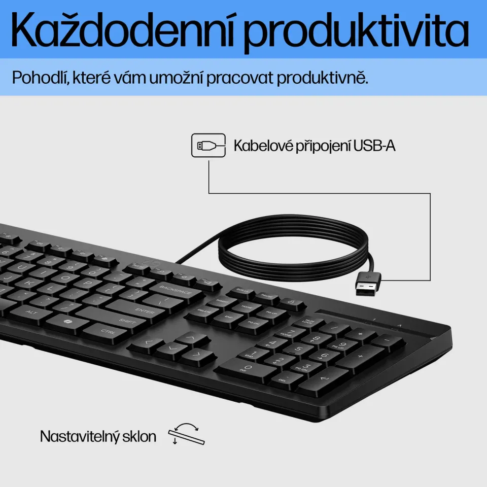 HP 125 G2 Wired USB Keyboard - CZ/SK