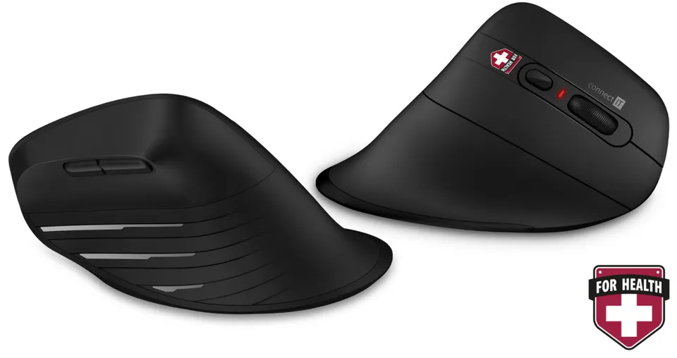 CONNECT IT FOR HEALTH Verti TriMode ergonomická vertikální myš, bezdrátová, ČERN