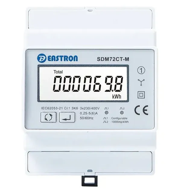 Eastron SDM72CT-M, RS485 Modbus, třífázový, pulsní výstupy, obousměrné měření