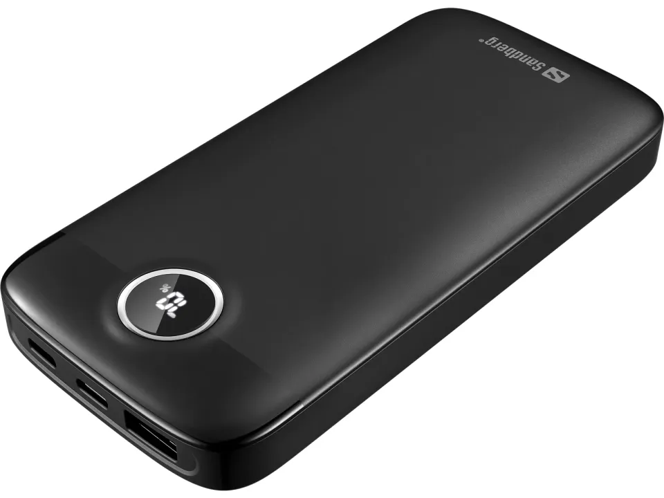 Sandberg SemiSolidState Powerbank 10000 mAh PD20W, kompaktní powerbanka, černá