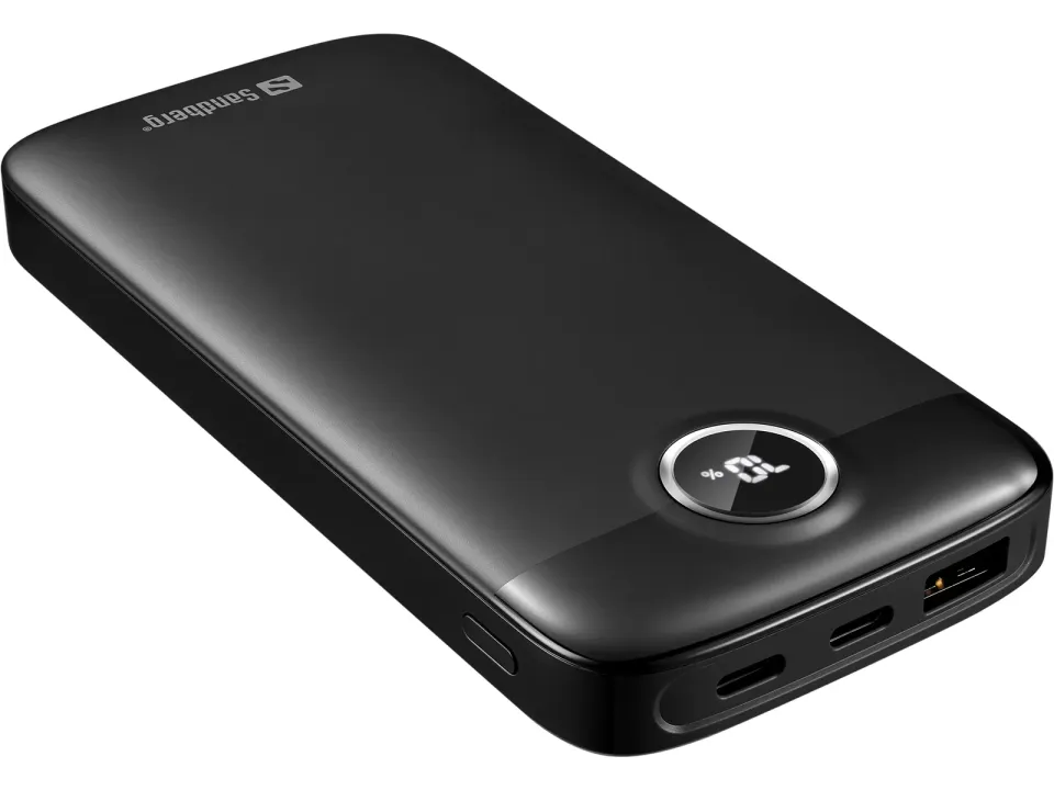 Sandberg SemiSolidState Powerbank 10000 mAh PD20W, kompaktní powerbanka, černá