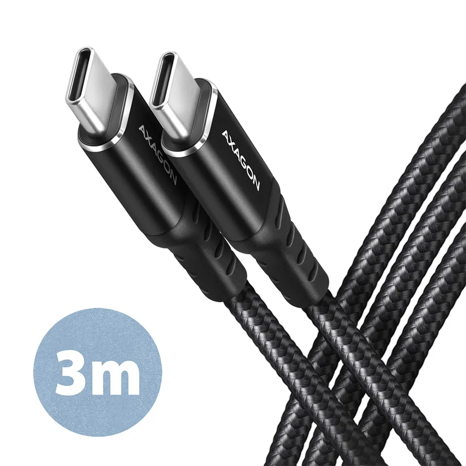 AXAGON BUCM-CM30AB, HQ kabel USB-C <-> USB-C, 3m, USB 2.0, PD 60W 3A, ALU, oplet