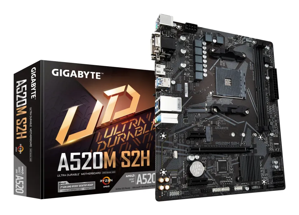 GIGABYTE MB Sc AM4 A520M S2H, AMD A520, 2xDDR4, 1xHDMI, 1xDVI, VGA, mATX