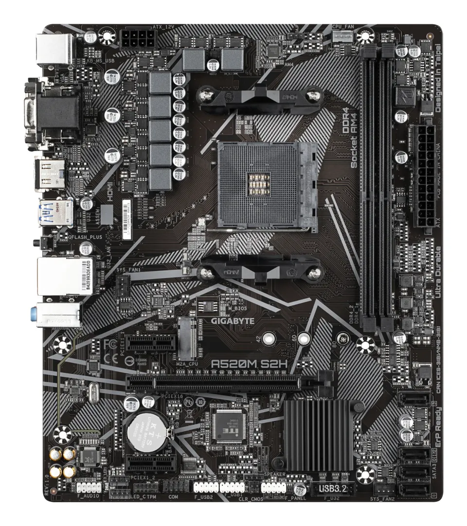GIGABYTE MB Sc AM4 A520M S2H, AMD A520, 2xDDR4, 1xHDMI, 1xDVI, VGA, mATX