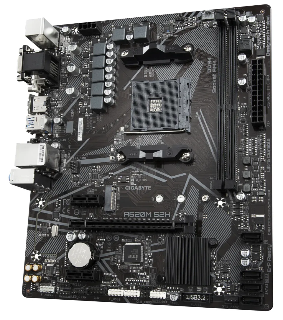 GIGABYTE MB Sc AM4 A520M S2H, AMD A520, 2xDDR4, 1xHDMI, 1xDVI, VGA, mATX