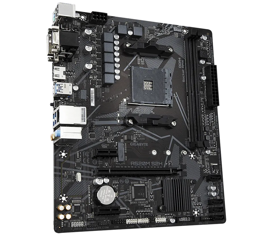 GIGABYTE MB Sc AM4 A520M S2H, AMD A520, 2xDDR4, 1xHDMI, 1xDVI, VGA, mATX
